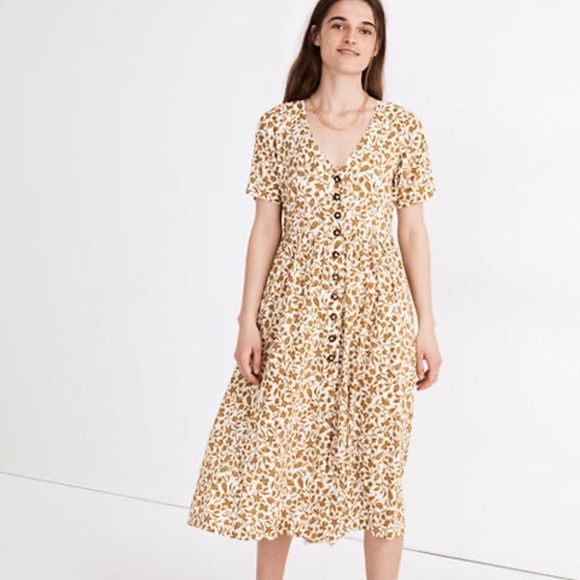 Madewell Dresses & Skirts - NWOT Madewell Button-Front Midi Dress in Batik Vine XS